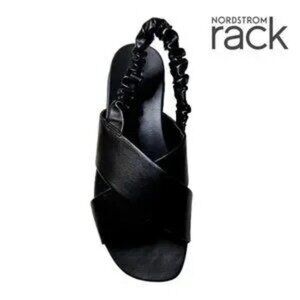 Women's Black Open‎ Toe Stretchy Slingback Sleek Platform sandal NWB